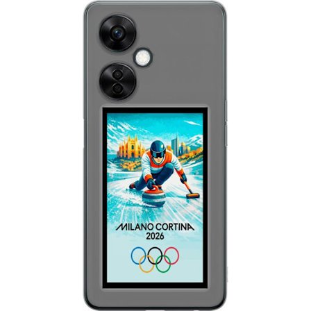 Kompatibelt Mobildeksel til OnePlus Nord CE3 Ishockeyillustrasjon med spillere i bevegelse på isen, Milano Cortina 2026, Milan-landemerker og olympisk
