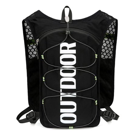 Nylon rygsæk, multifunktionel løberygsæk, Sort