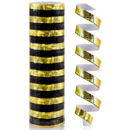 Serpentiner Holografisk Svart & Guld 4m