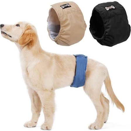 3-pack tvättbara hundblöjor för hanhundar, hygieniska hundträningsbyxor, 6 storlekar tillgängliga (L, 44-58 cm)