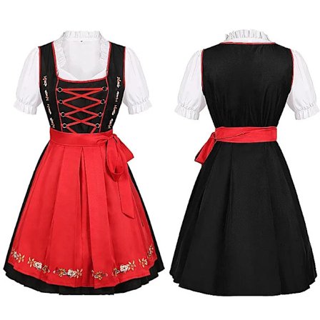 Mub- Women's Oktoberfest Beer Girl German Dress Square Neck Apron Cosplay Costume Party Dresses for Women Festival Performance 1 G