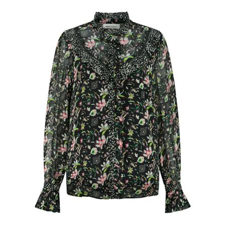 POM Amsterdam Flower Blaze blouse zwart , Zwart , Dames , Maat: M