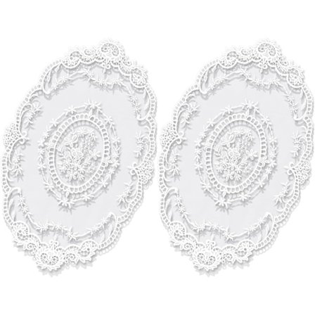 Sæt med 2 Retro Franske Blonde Dækkeservietter, Udsøgte Blomsterbroderede Dækkeservietter, Hæklede Duge, Underlag, Vaseunderlag til Boligindretning (