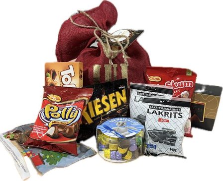Godis Jutesäck God Jul röd 1,450kg - Lyreco - Kök och servering - Ätbart - Godis och choklad