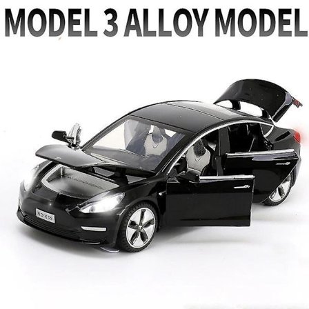 1:32 Tesla Model X Model 3 Model S Model Y Legeringsbilmodell Støpegods Leketøy Bil Lyd og Lys Barneleker For Barn Gaver Gutteleke Modell 3 Svart