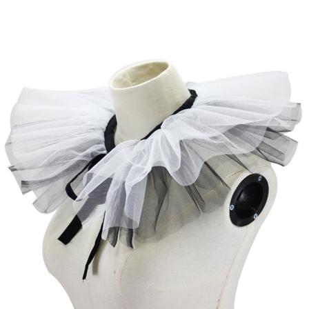 Dam Renaissance Tyll Rufsig Falsk Krage Lagerad Svart Vit Mesh Clown Choker Sn rband Victorian Hals Ruff Sjal Cosplay Rekvisita SQBB