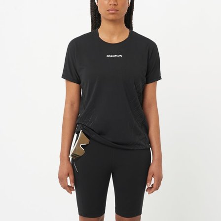 Salomon - Kurzarmshirt Damen Sense Aero Graphic - Deep Black / Black Beauty