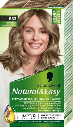 Schwarzkopf Natural & Easy Hårfarve 533 Nordisk Askeblond, Hår, Hårfarve, Permanent Hårfarve