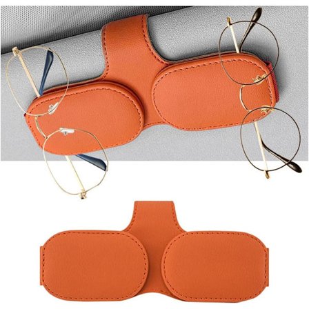 2 stk Solbriller Holder til Bil Solskjerm, Kjøretøy Magnetisk Lær Briller Henger Klipp, Auto Briller Klipp Monterer