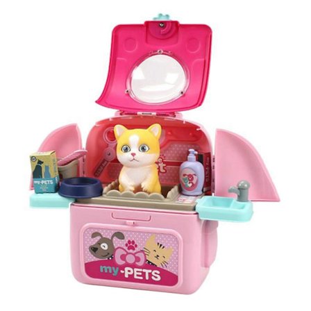 Djur Tecknad Husdjursleksaker Realistisk Husdjursveterinär Ryggsäck Låtsaslek Leksak Veterinär Lekset - Kattunge (FMY) Som Visas