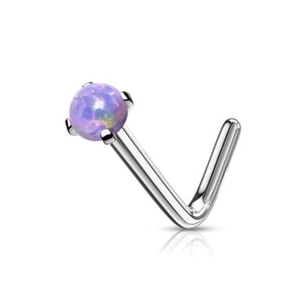1 L-formad Näspiercing i IP-pläterad 316L stål 3 mm Lila opal Light grey