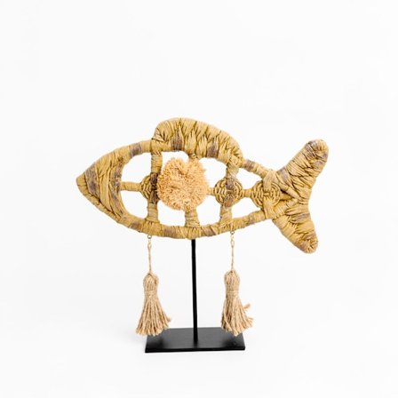 Dekorativ fiskeskulptur, polyresin, 34x8x34 cm