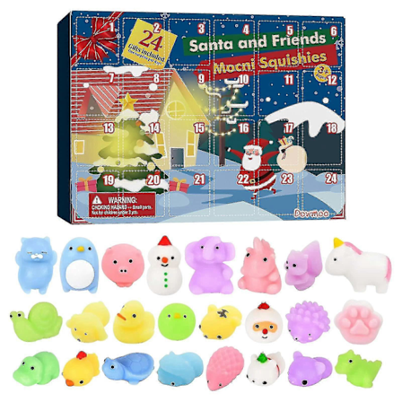 Julekalender med 24 Dages Nedtælling med 24 Gummiande, Mochi Julekalender Jul 2022 Squishy