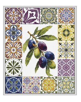 Broderikit Billede Middelhavets olivenpalette - Luca-S