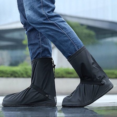 Regnstøvleskobetræk Gummi Regnstøvleovertrækssko SORT L