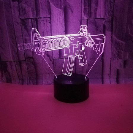 3D GUN Natlys USB Berøringskontakt Dekoration Bord Skrivebord Optisk Illusion Lamper 7 Farve Skiftende Lys LED Bordlampe Jul Hjem Kærlighed Fødselsdag