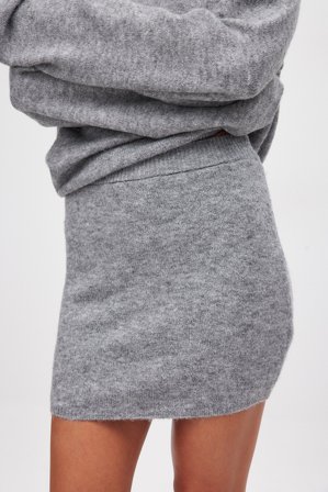 Josefine HJ x NA-KD Stickad minikjol - Stickade kjolar - Grå - XL (EU 46)