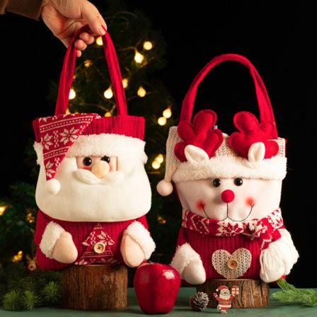 Julpåse för julklappar 2023, bärbar äppelpåse för julafton, godisförpackningslådor, bärbara dekorationer Elk