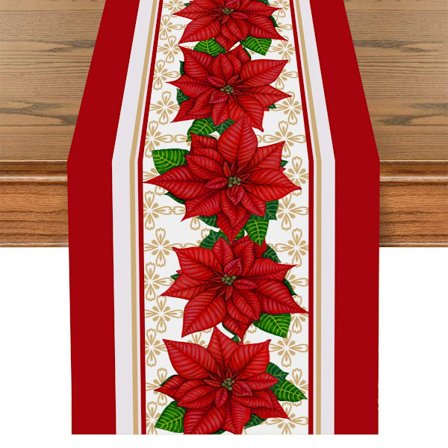 Mub- Christmas Tablecloths Santa Claus Snowflake red flower Tablecover Stain-Resistant tablerunner for Christmas table decorations