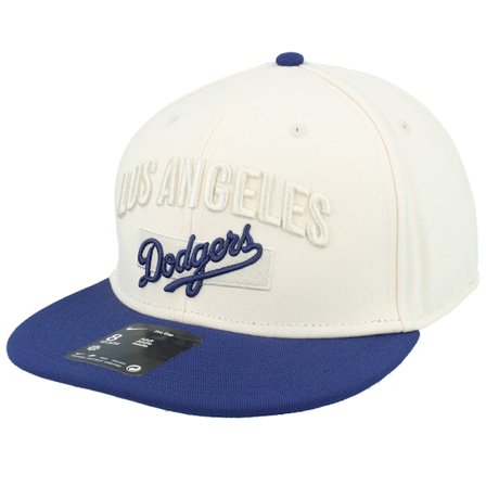 Nike MLB - MLB Bílá fitted Kšiltovka - Los Angeles Dodgers Statement Dri-fit Fitted Natural/Blue Fitted @ Hatstore