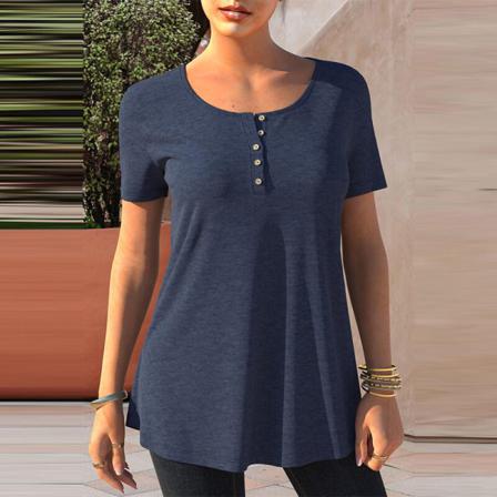 Dam Swing Hem T-shirt Crew Neck Pullover