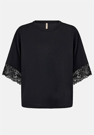 Soyaconcept - Superblød jerseytop med blonde i sort til damer i størrelse XXL (46) - Cellbes