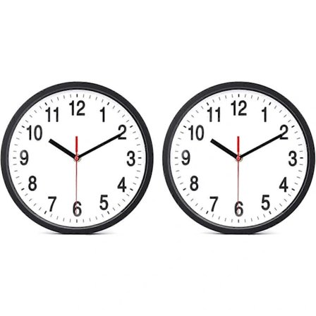2-pack 25 cm Tyst Väggklocka Utan Tickande, Kvarts Batteridriven Klocka, Lätt att Läsa med Modern och Elegant Design