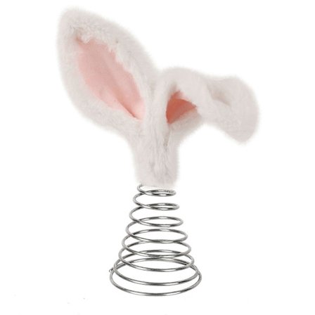 Tretopp-ornament påskehareøre miniatyr tretopp-ornament mini kaninøre-ornament metall vårdekor (FMY)