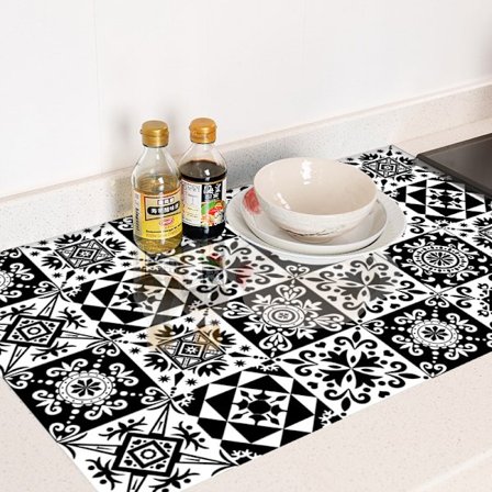 10 svartvita kakeldekaler (15 cm x 15 cm), kök