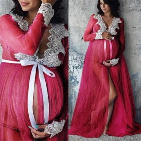 Raskausmekko Pitsi Perspektiivi Valokuvaus Asuste olkapäämekko Viininpunainen M