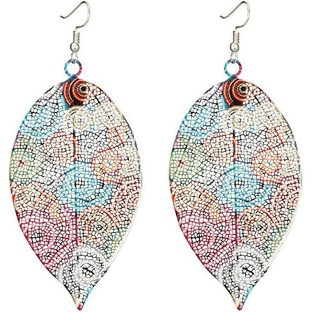 Bladformede hulløredobber Vintage etniske øredobber i metallisk farge