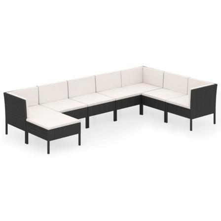 Vidaxl Loungegrupp För Trädgården Med Dynor 8 Delar Konstrotting Svart