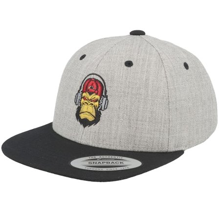 Kiddo Cap - Grijs snapback Cap - Kids Music Monkey Heather Grey/Black Snapback @ Hatstore