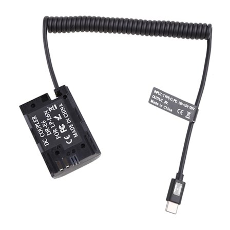 LP-E6 Dummy Batteri Power Bank Type C-kabel for kameraer Skjermer
