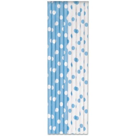 Sugrör prickiga ljusblå 10-pack - Dukning & Dekoration - Kalaslagret.se