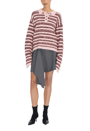 Holzweiler Olivia Wool Polo Sweater Stickat Dam Rosa M