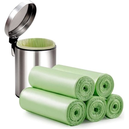 Små søppelbøtter 45*50cm Biologisk nedbrytbare søppelposer 4 ruller Søppelposer Baderom Avfallsbeholder Søppelpose for kjøkken Hjem Soverom Kontor