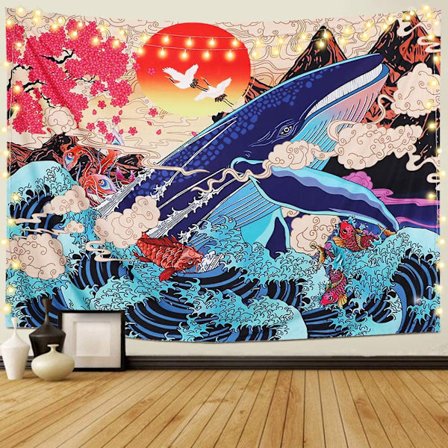 Ukiyo-e väggbonad Ocean Wave Koi väggbonad stor