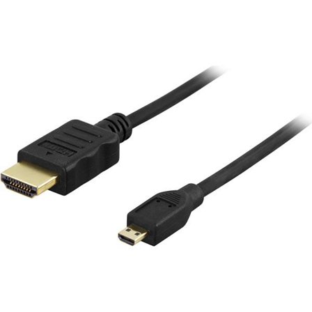 Deltaco HDMI med Ethernet-kabel - HDMI (hann) til mikro-HDMI (hann) - 3 m - svart