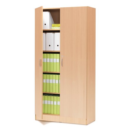 Büroschrank CLEO mit Schloss, 2000 x 1000 x 310 mm, Laminat Buche