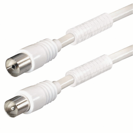 Qbulk Antennekabel med ferrittspoler hvit 7,5m Bulk