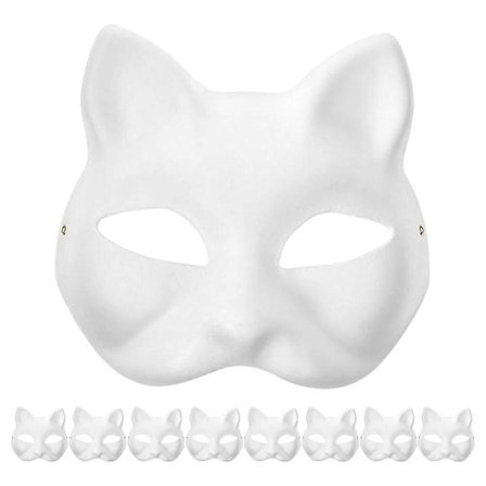 9 stk DIY Blanke Maske Karnevalmasker Hvit Papirmaske DIY Dyr Umalt Håndverkmasker