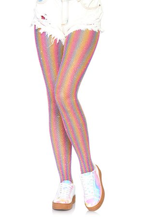 Leg Avenue Lurex Rainbow Fishnet Tights One Size