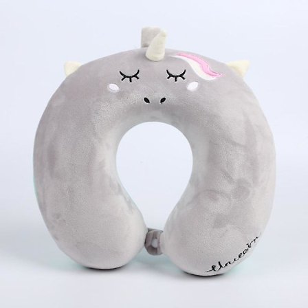 Resepudde för barn, enhörning rese nackkudde med snäpp U-formad kudde
