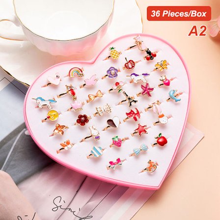 36:a Tecknade barnringar Candy Flower Animal Bow Form A2