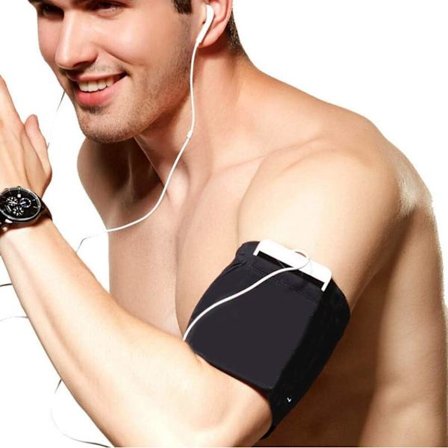 Universell sportsarmbånd for alle mobiltelefoner. Telefonarmbånd for løping, trening og treningsstudiotrening Passer til telefoner opptil 7" ren sort 