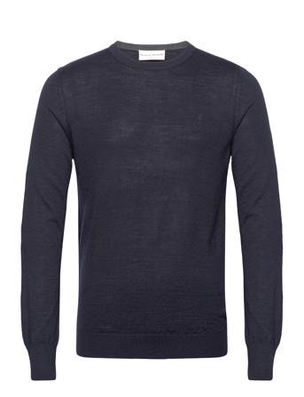 Bs Jupiter Regular Fit Knitwear Strikkegenser M. Rund Krage Marineblå Bruun & Stengade*Betinget Tilbud
