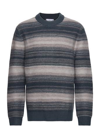 Textured Degrade Sweater Strikkegenser M. Rund Krage Marineblå Mango
