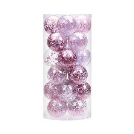 24-pack plastjulgranskulor, julgransprydnad, rosa julgranskulor