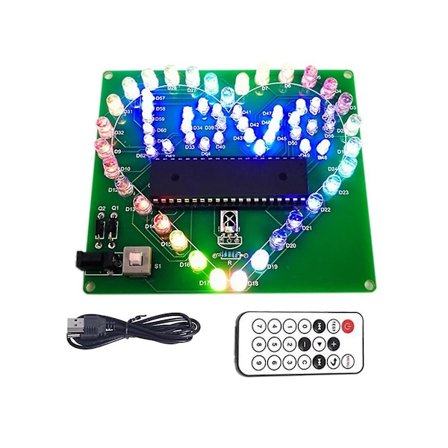 DIY elektronisk sett fargerik LED Flash Love Heart DIY fjernkontroll lodding prosjektsett gave W